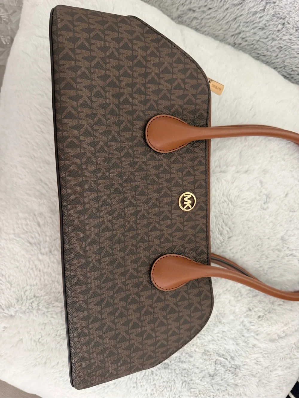 Michael Kors Brown & Tan Logo Dome Shoulder Bag